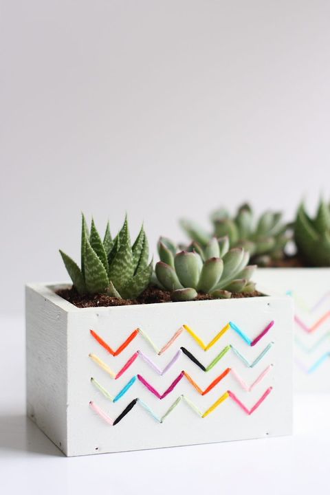 embroidered diy planters