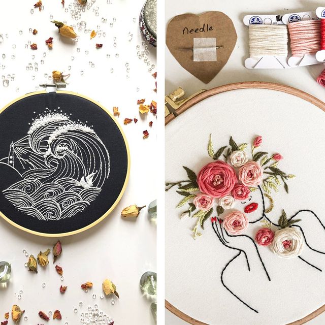 2 Sets Of Embroidery Kits With Flower Pattern, Beginner Embroidery Kits, Stamped  Embroidery Starter Kit Including Hoop*1, Embroidery Cloth*2, Threads,  Needles, Detailed Drawing Instructions