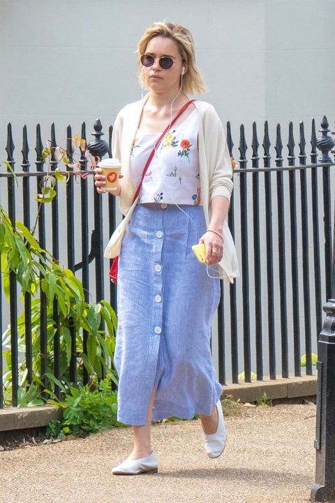 *EXCLUSIVE* Emilia Clarke grabs a coffee in sunny London