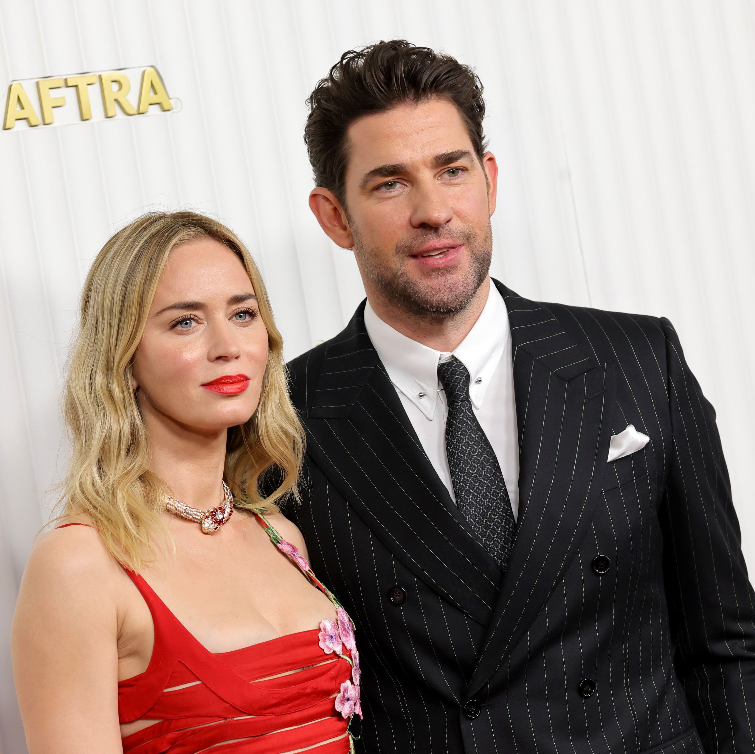 Emily Blunt Is Red Hot in a Bandage Dress While on a Rare Public Date With John Krasinski
