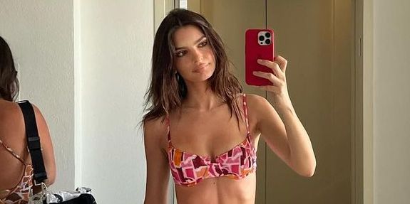 Emily Ratajkowski wears a barely-there swimsuit from her new fashion line