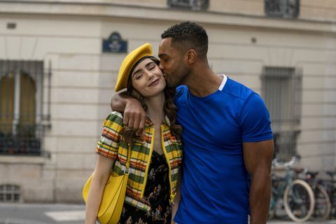 emily in paris l to r lily collins as emily, lucien laviscount as alfie in episode 209 of emily in paris cr stéphanie branchunetflix © 2021