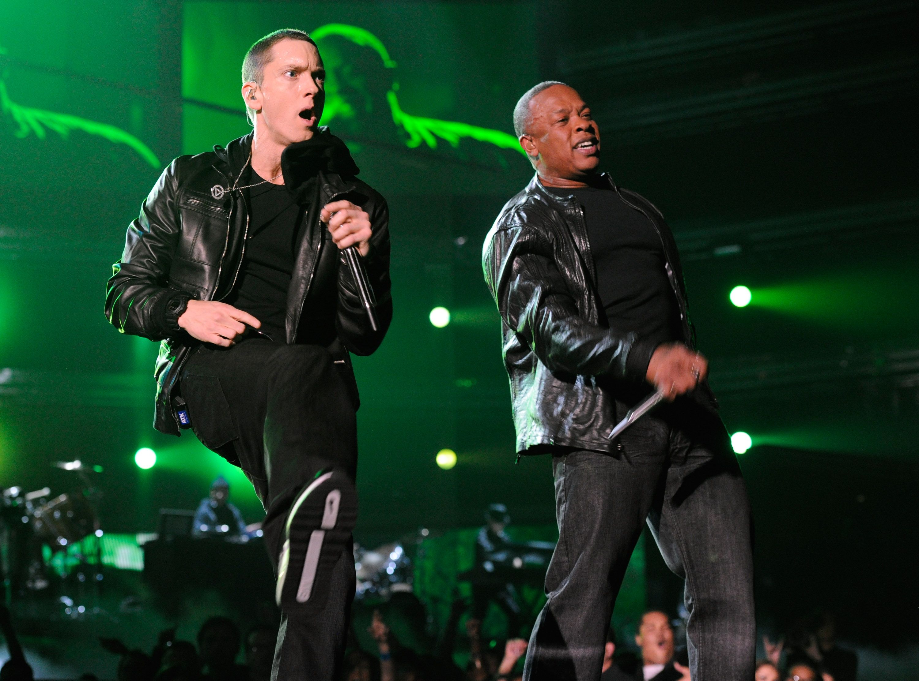 Super Bowl: Dr Dre and Eminem pack in the hits at half-time show