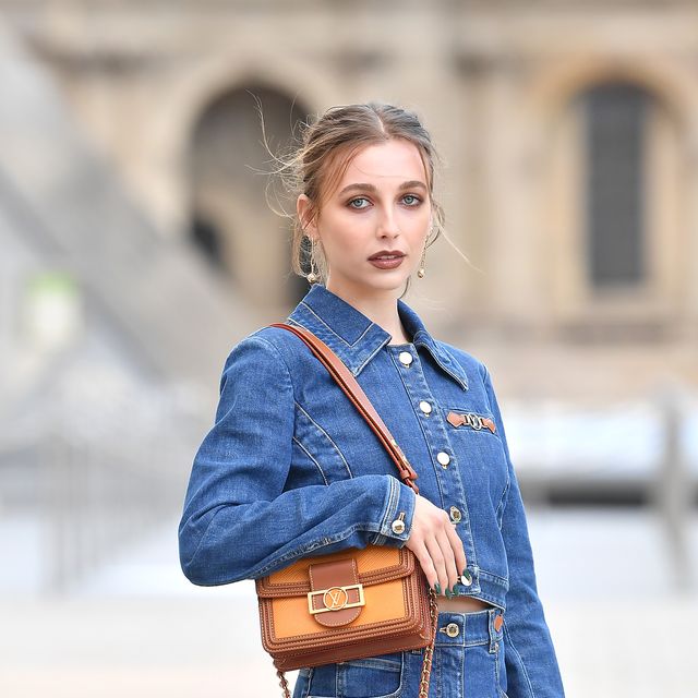 Emma Chamberlain attends the Louis Vuitton show as part of the Paris