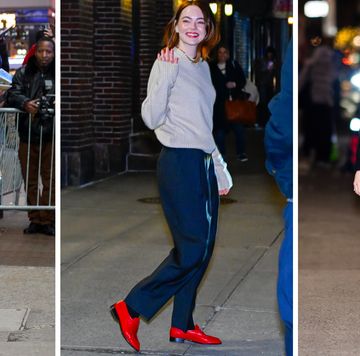 emma stone in three different outfits