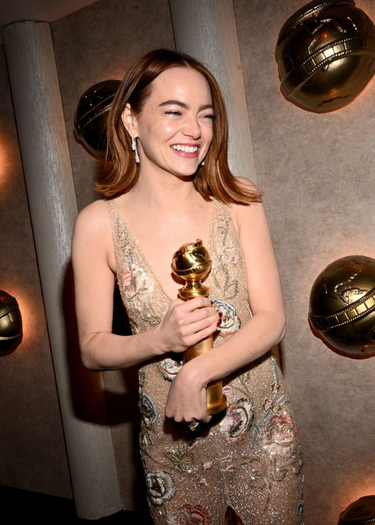 Emma Stone wears bejewellled naked dress to the Golden Globes