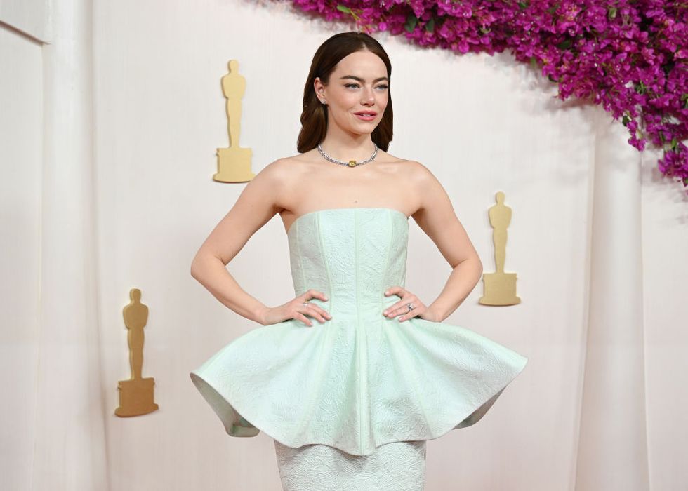 Emma Stone Wears Louis Vuitton Bustier Dress to 2024 Oscars