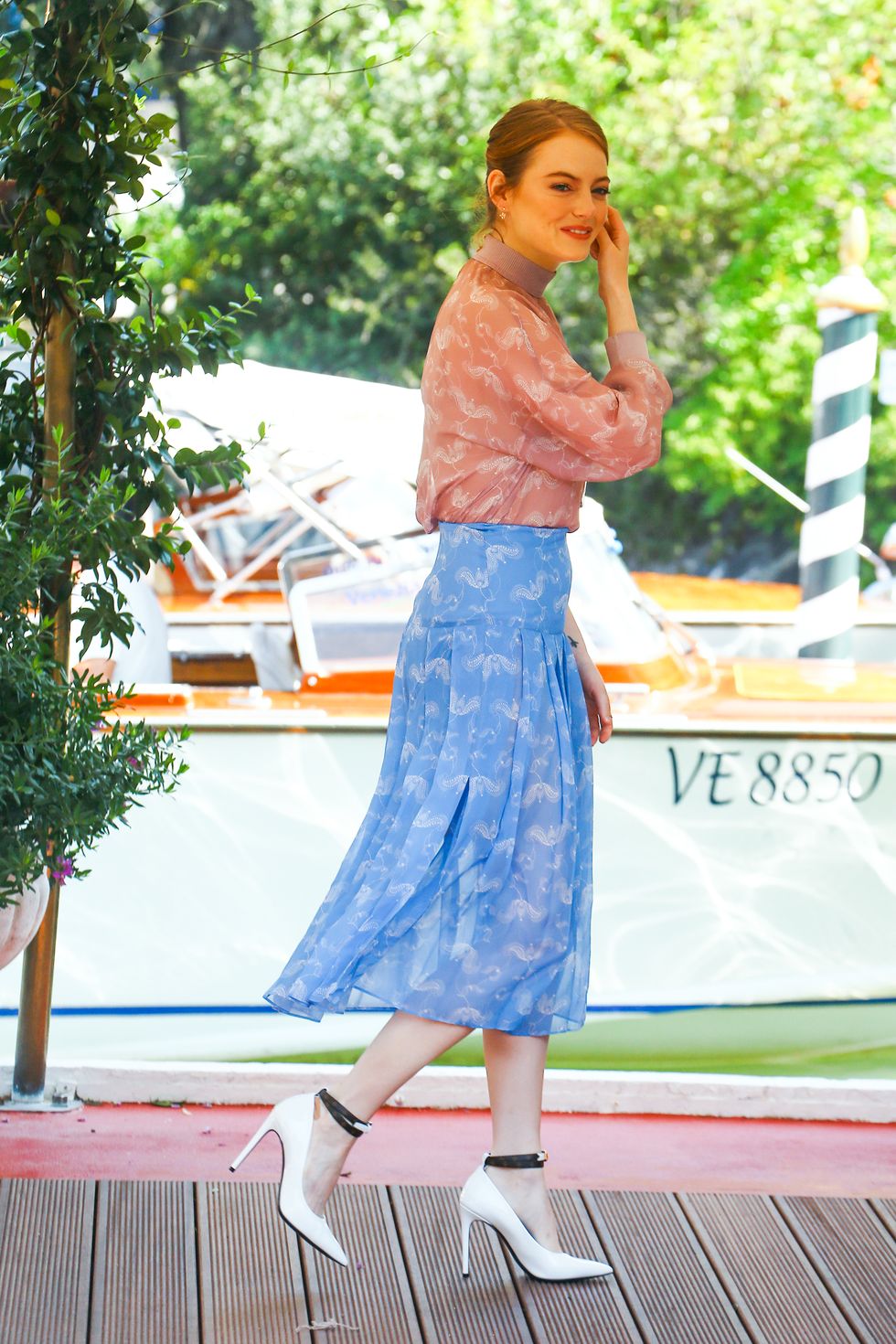 Emma Stone Wears Semi-Sheer Louis Vuitton Dress to the 75th Venice Film  Festival