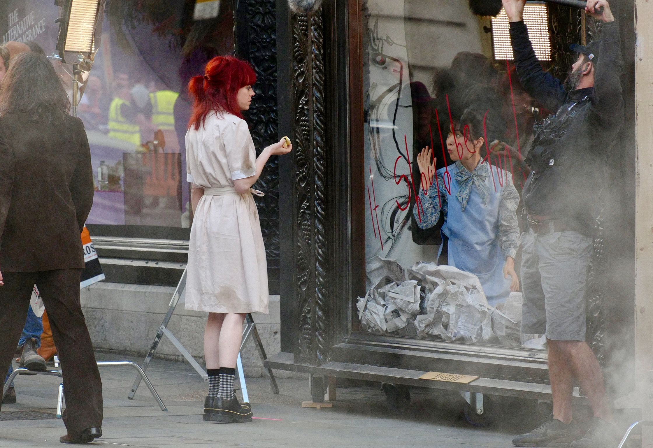 Emma Stone Has Bright Red Hair While Filming 'Cruella