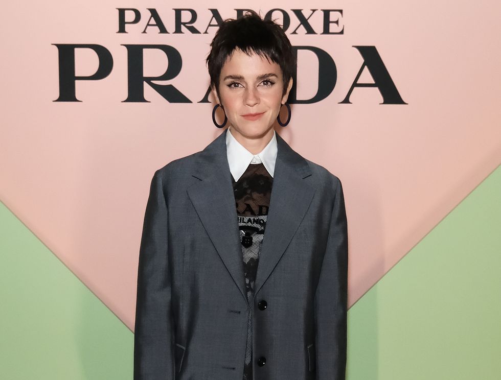london, england   october 13 emma watson attends the prada paradoxe fragrance launch party on october 13, 2022 in london, englandphoto by david m benettdave benettgetty images for prada