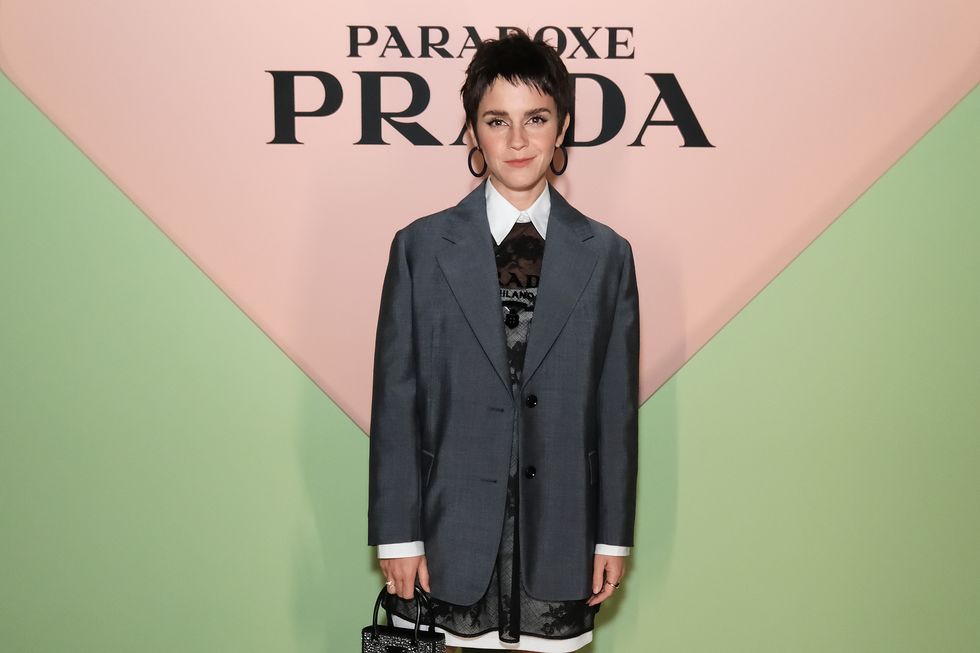 london, england october 13 emma watson attends the prada paradoxe fragrance launch party on october 13, 2022 in london, englandphoto by david m benettdave benettgetty images for prada
