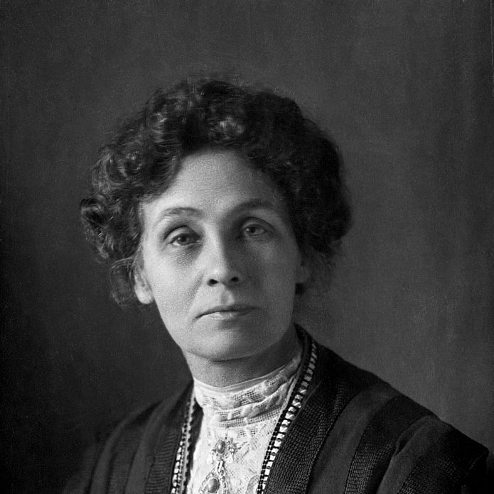 black and white image of emmeline pankhurst