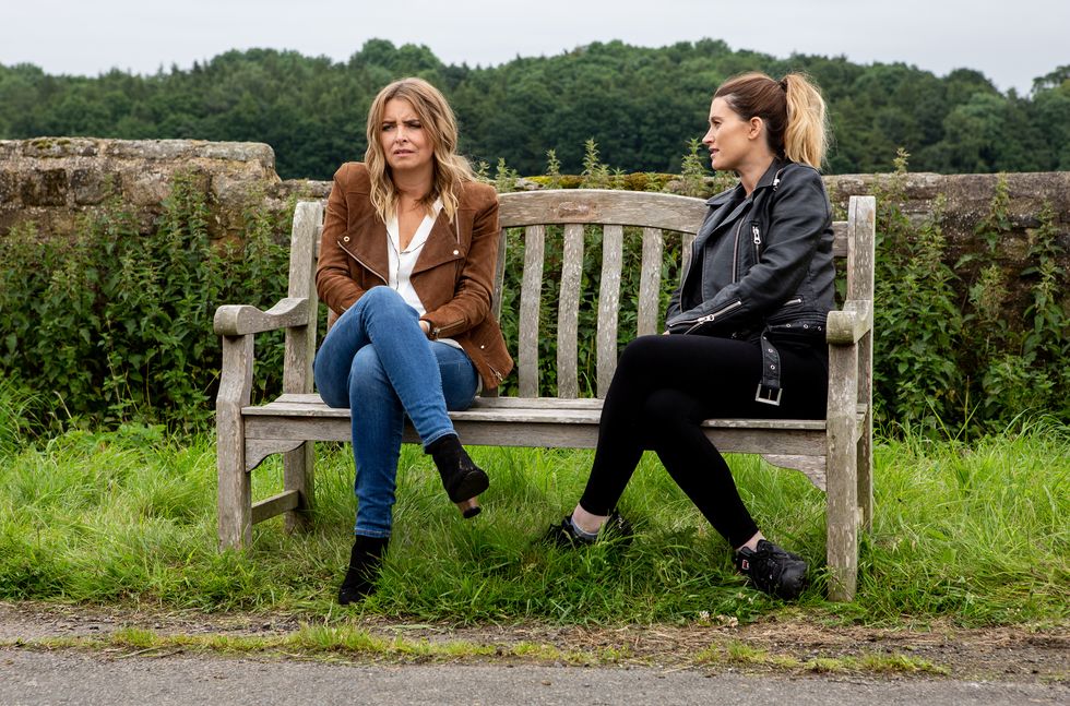 charity dingle and debbie dingle say goodbye in emmerdale