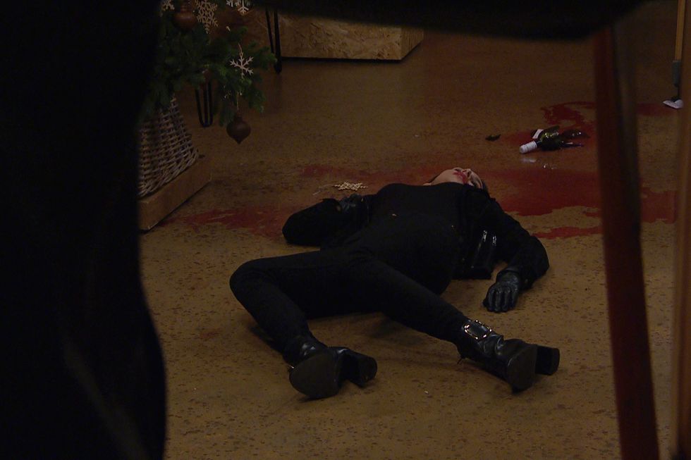 meena jutla unconscious on the floor in emmerdale