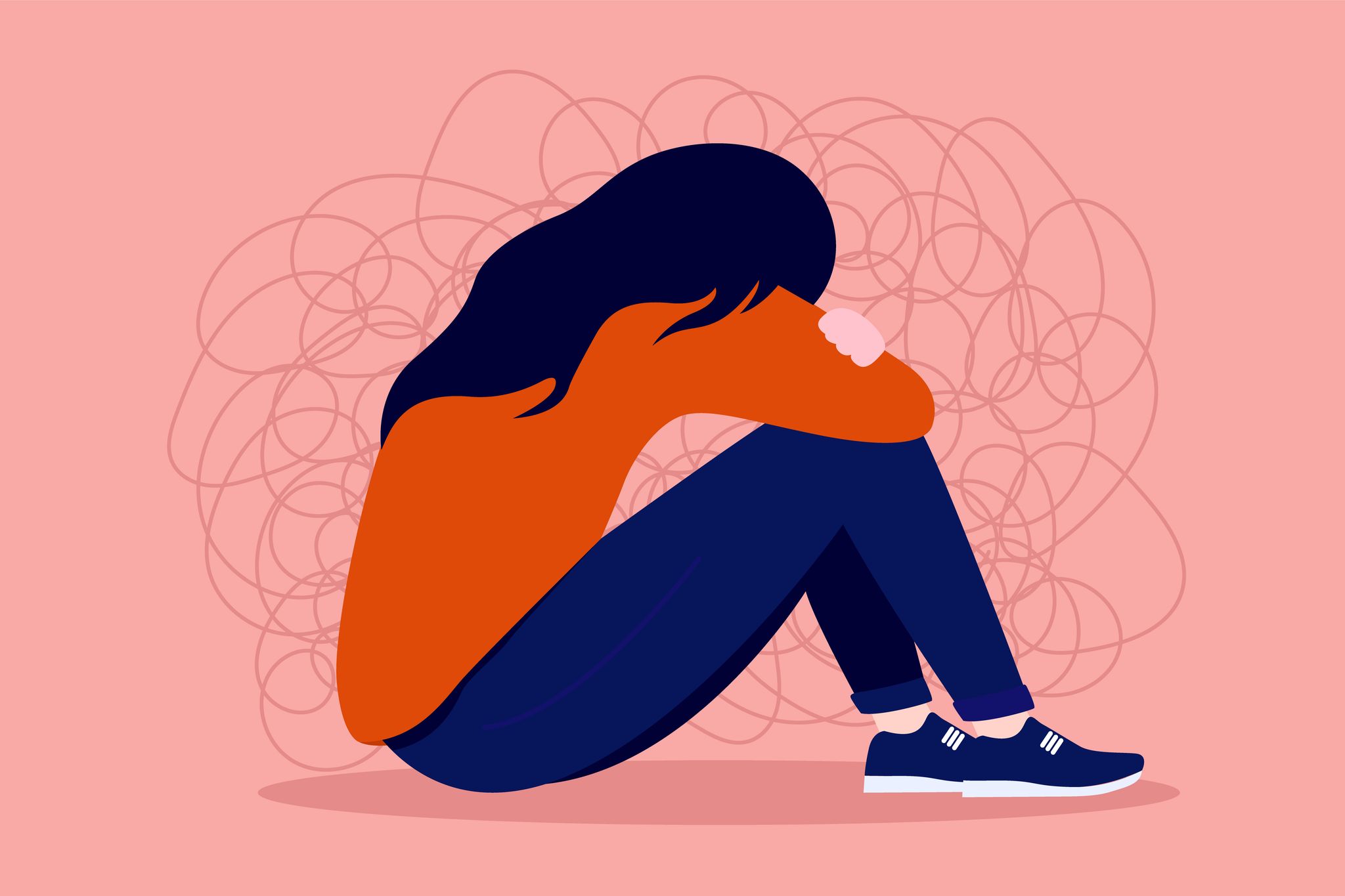 woman mental health concept vector illustration