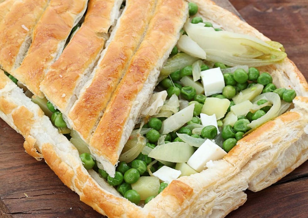 empanada de guisantes y endibias