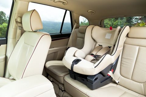 empty baby car seat inside car