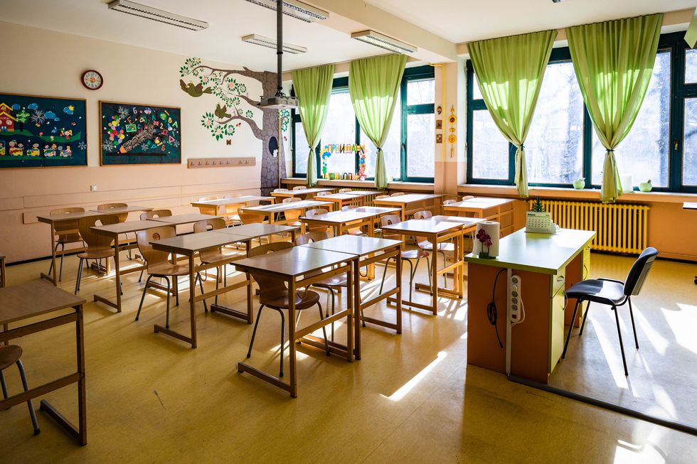 empty classroom at elementary school