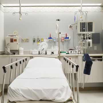 empty hospital bed in emergency room