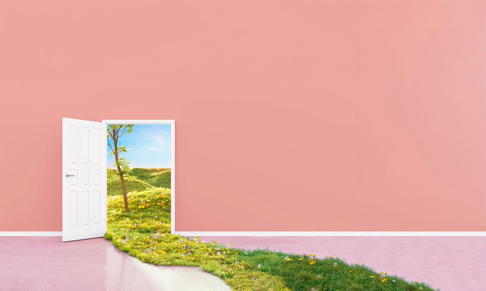 an abstract opening door to the nature. (3d render)