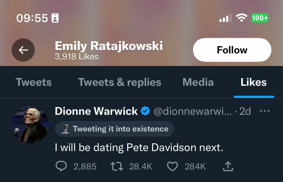 emrata liking dionne's tweet about pete davidson