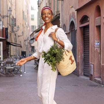 Elizabeth Nyamayaro elizabeth shopping at a local market in the south of france