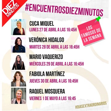 Esta semana en nuestros #encuentrosdiezminutos nos abren las puertas de su casa Cuca Miquel, Verónica hidalgo, Mario Vaquerizo, Fabiola Martínez y Raquel Mosquera esta semana en nuestros encuentrosdiezminutos nos abren las puertas de su casa cuca miquel, verónica hidalgo, mario vaquerizo, fabiola martínez y raquel mosquera