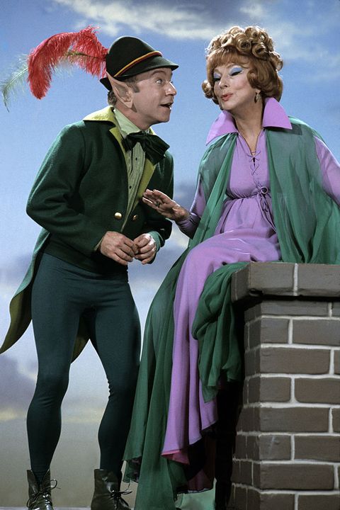 united states   march 26  bewitched   if the shoe pinches   season six   32670, endora agnes moorehead conferred with leprechaun tim oshanter guest star henry gibson, who wreaked havok on darrin,  photo by walt disney television via getty images photo archiveswalt disney television via getty images