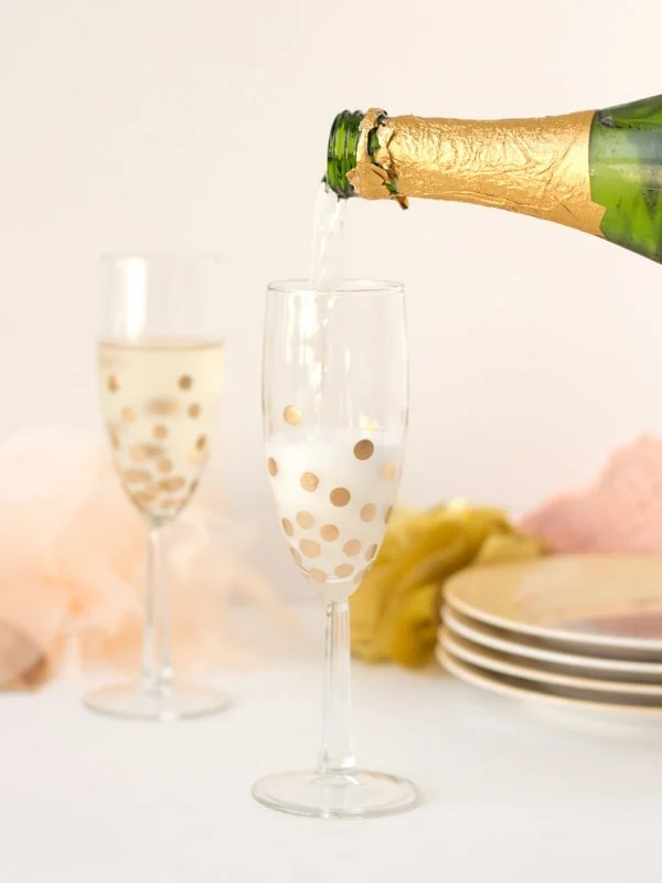 engagement party ideas polka dot champagne glasses