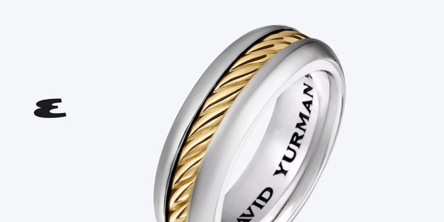 twotone mens wedding band with a twisted design