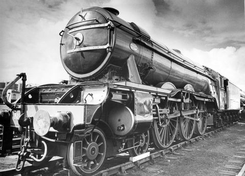 engine no4472 the flying scotsman at sidings in shildon on 22nd august 1975