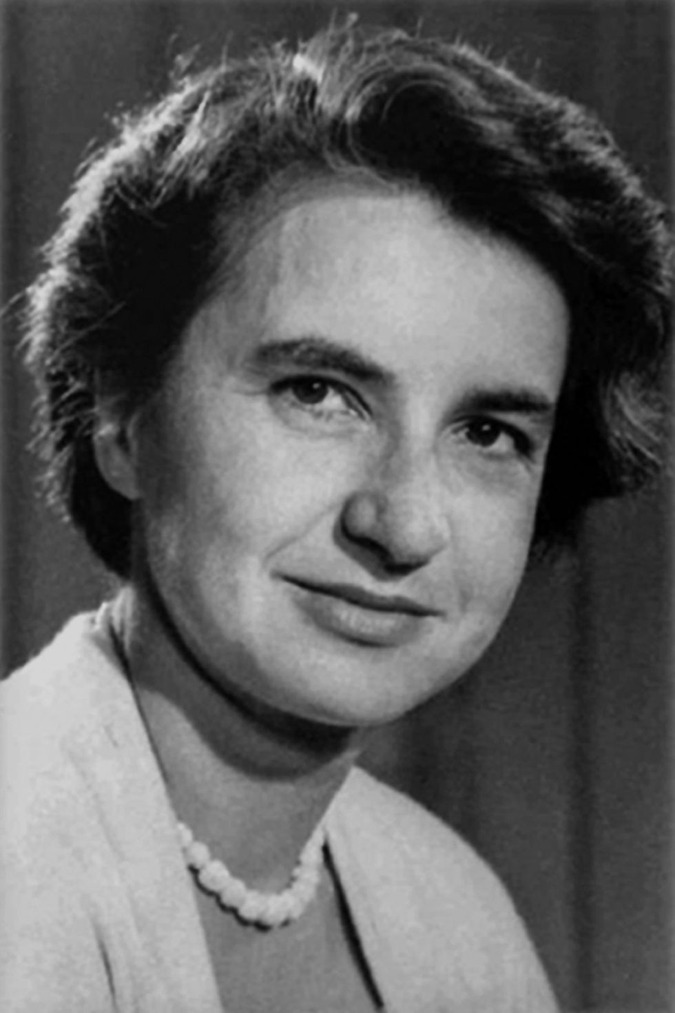 scientist rosalind franklin posing for photograph looking to her right