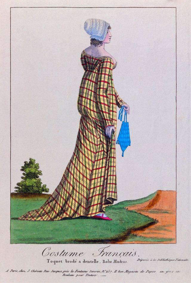 engraving french costume in madras fabric paris