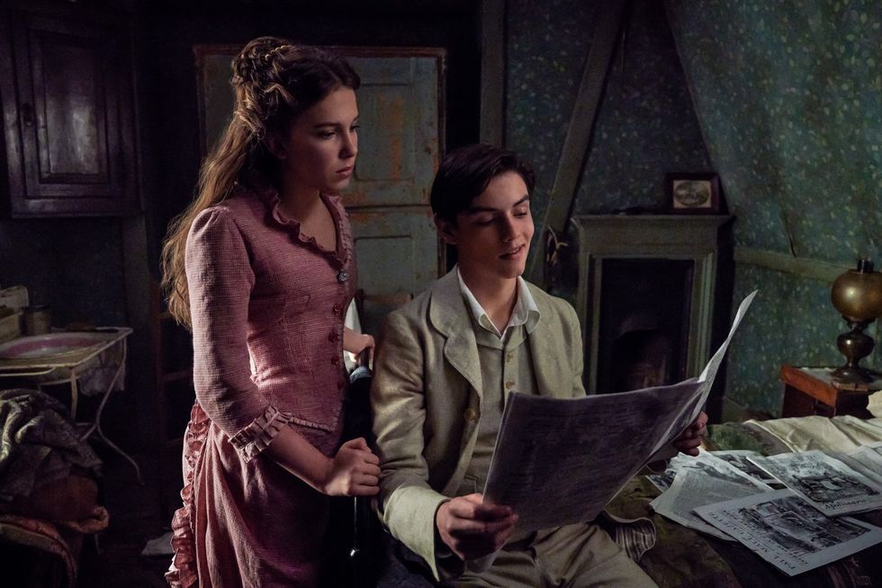 millie bobby brown and louis partridge in enola holmes