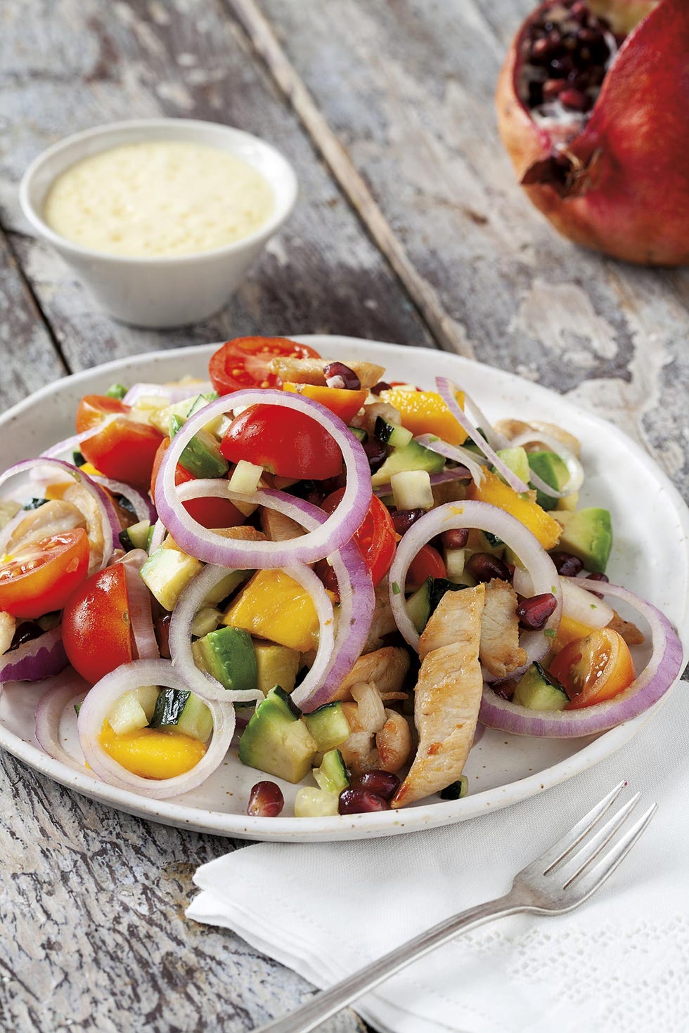 ensalada de pollo y mango