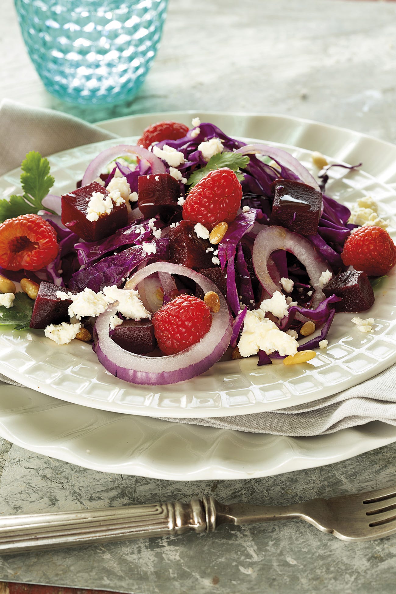 ensalada de queso fresco con lombarda