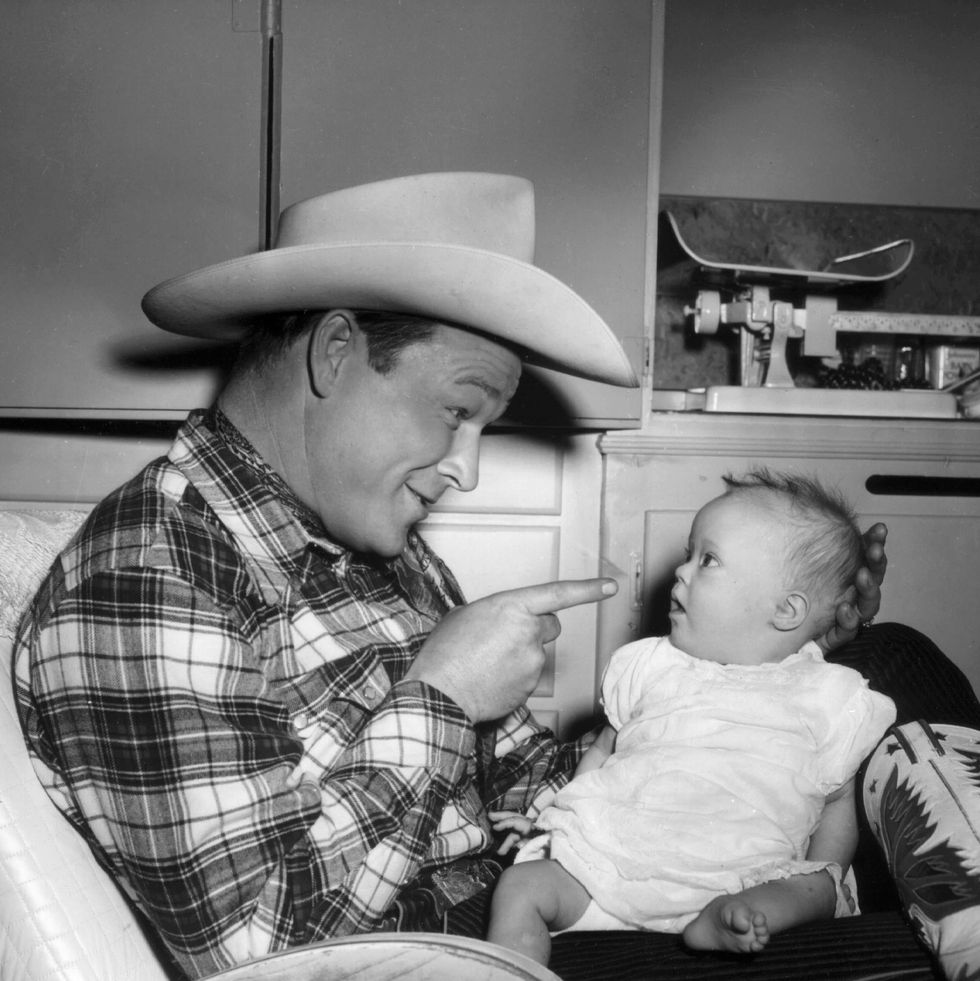 entertainer roy rogers with his daughter robin elizabeth rogers in 1957. (photo by richard c. miller/donaldson collection/getty images)