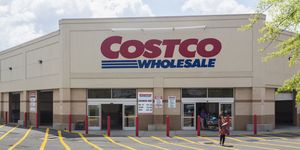 Entrance to large Costco warehouse superstore in Manassas, Virginia, USA