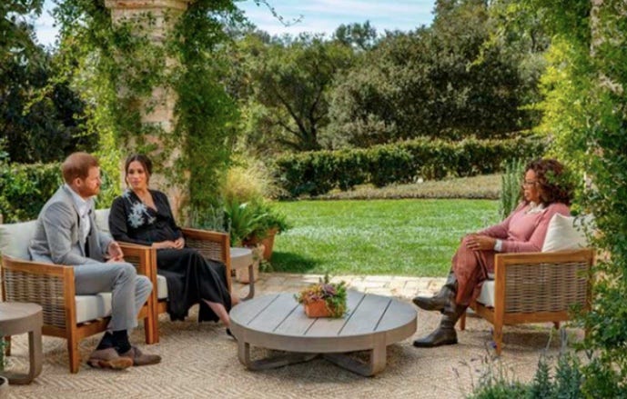 se emite el primer adelanto de la entrevista de harry y meghan con oprah winfrey