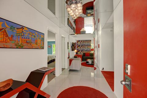 Red, Interior design, Building, Room, Architecture, Ceiling, House, Design, Loft, Floor, 