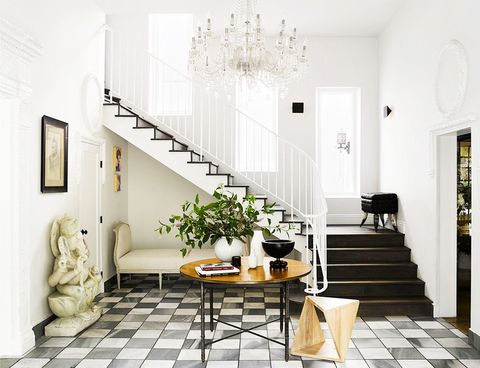 black and white contemporary grand entrway
