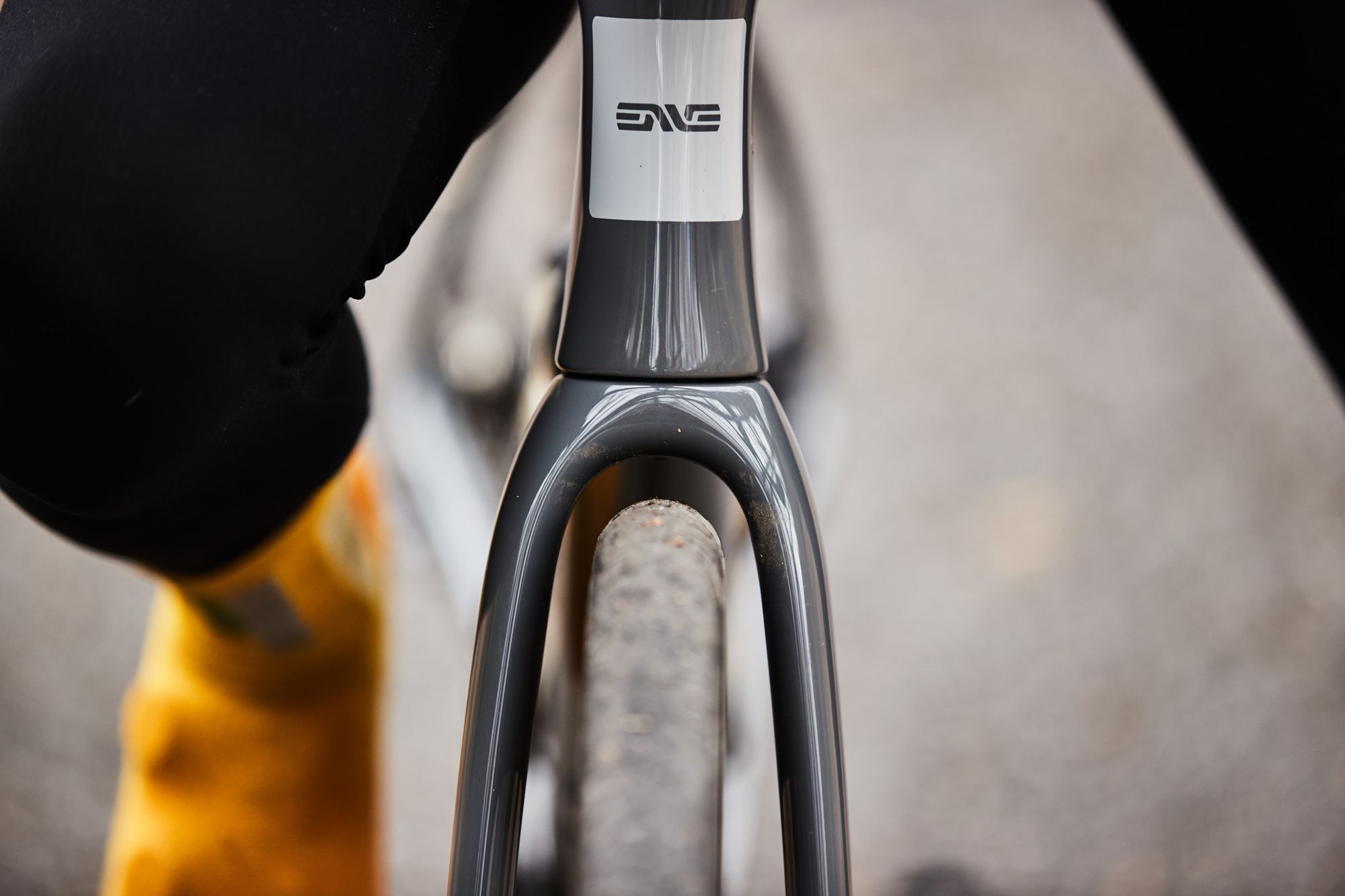 a close up of a bicycle tire and fork