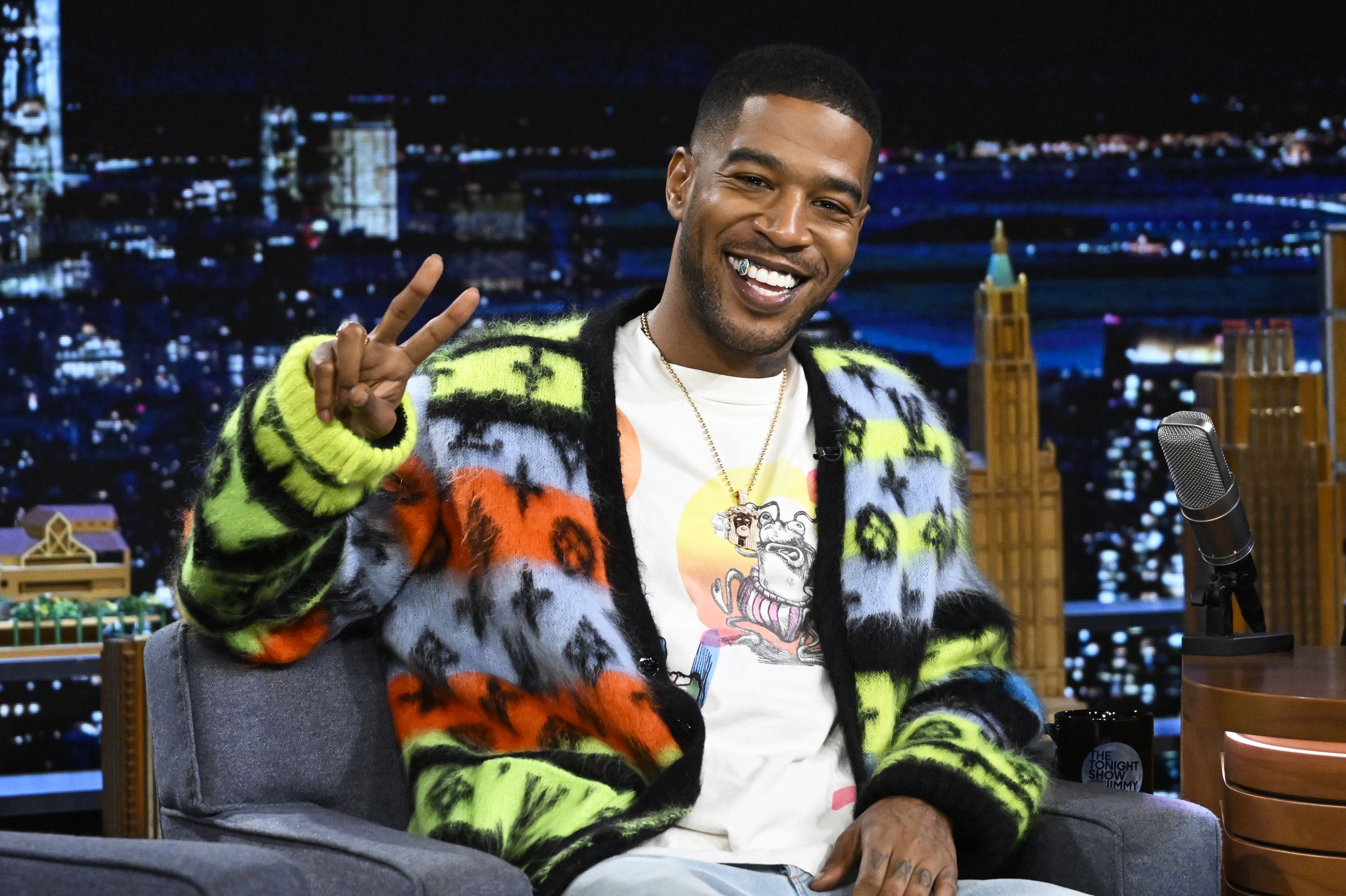 Kid Cudi Wears a Virgil Abloh-Designed Louis Vuitton Cardigan on