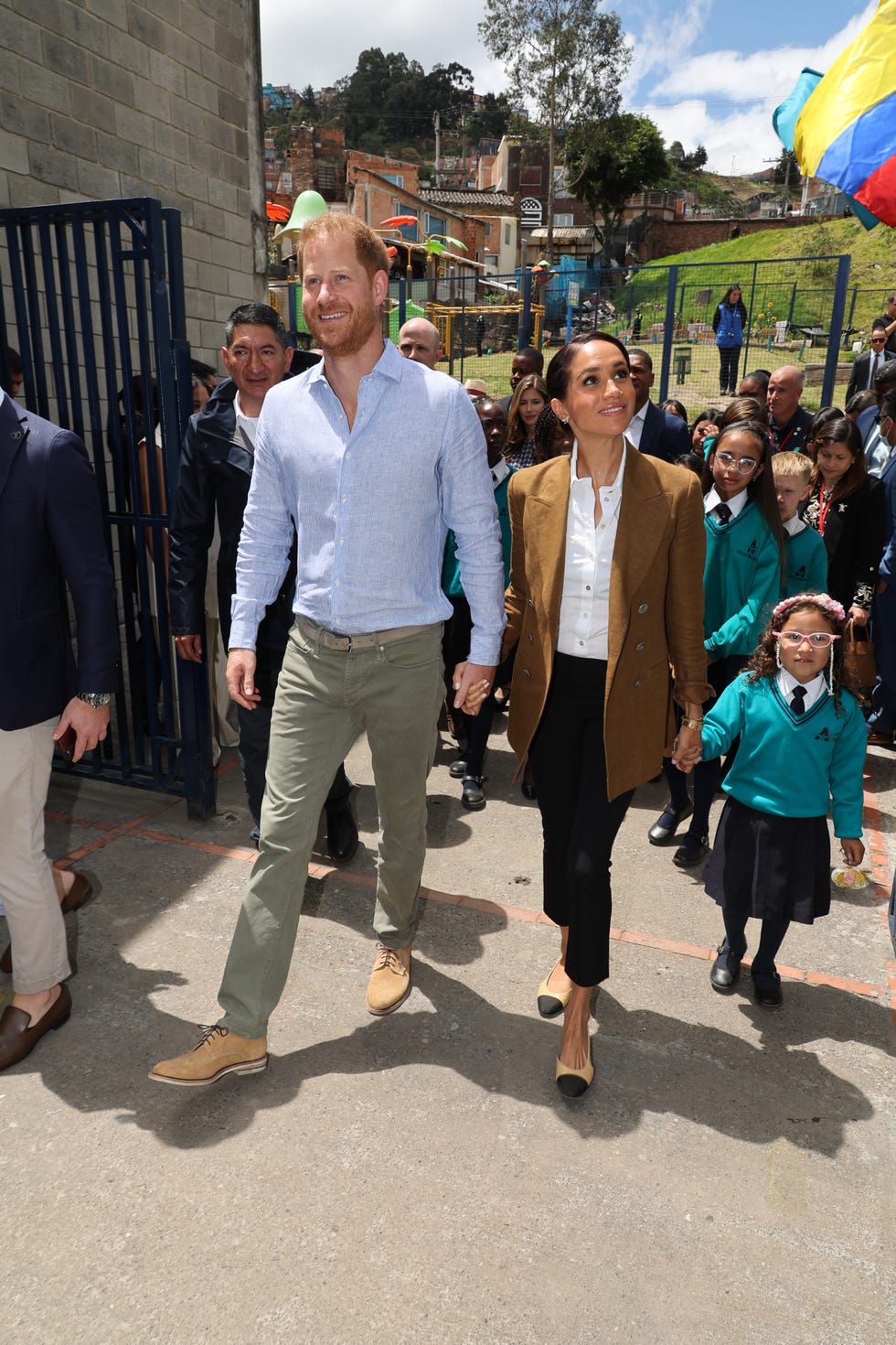 bogota, colombia august 16 prince harry, duke of sussex and meghan, duchess of sussex seen during the duke and duchess of sussex colombia visit on august 16, 2024 in bogota, colombia photo by eric charbonneauarchewell foundation via getty images