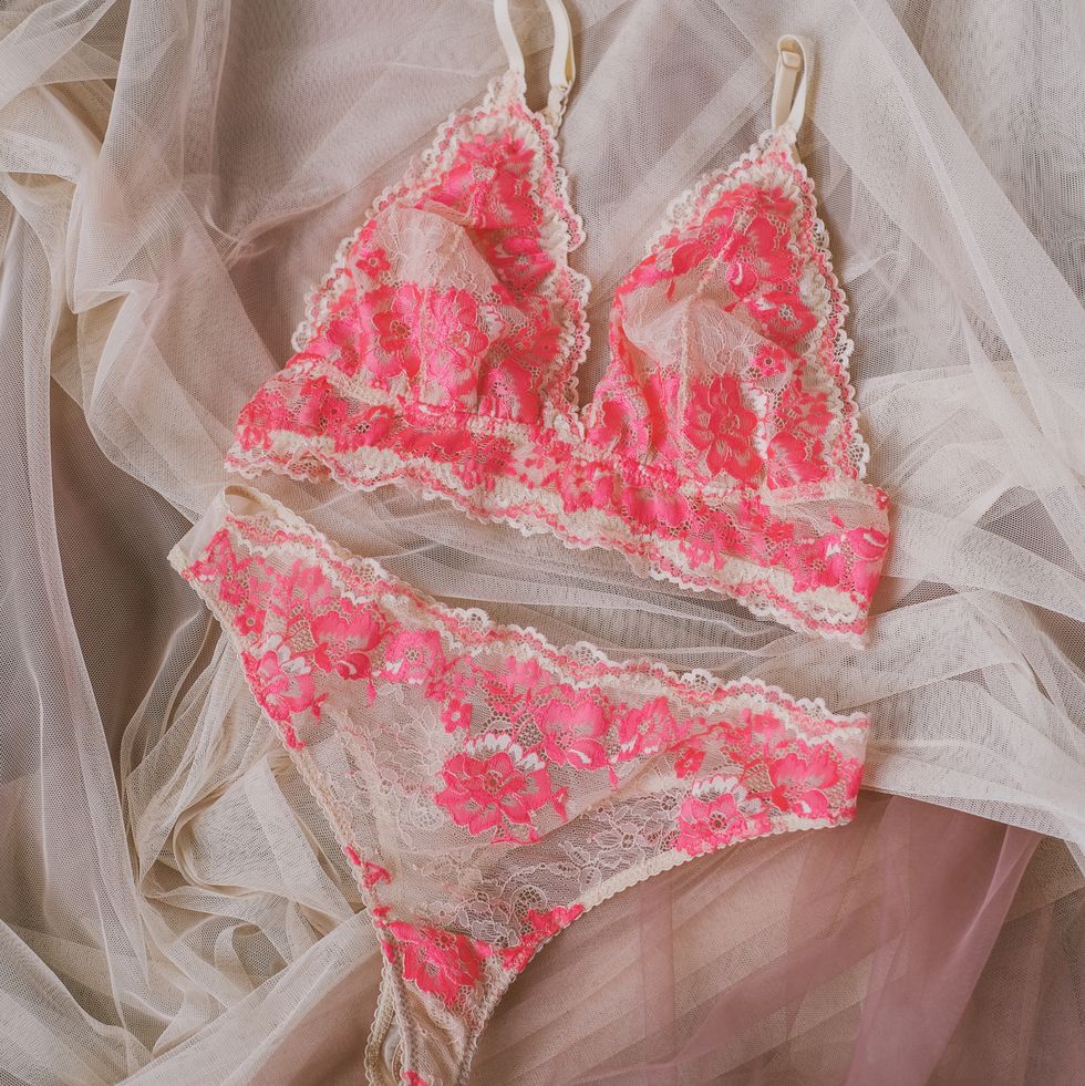 erotic lace underwear set on tulle fabric