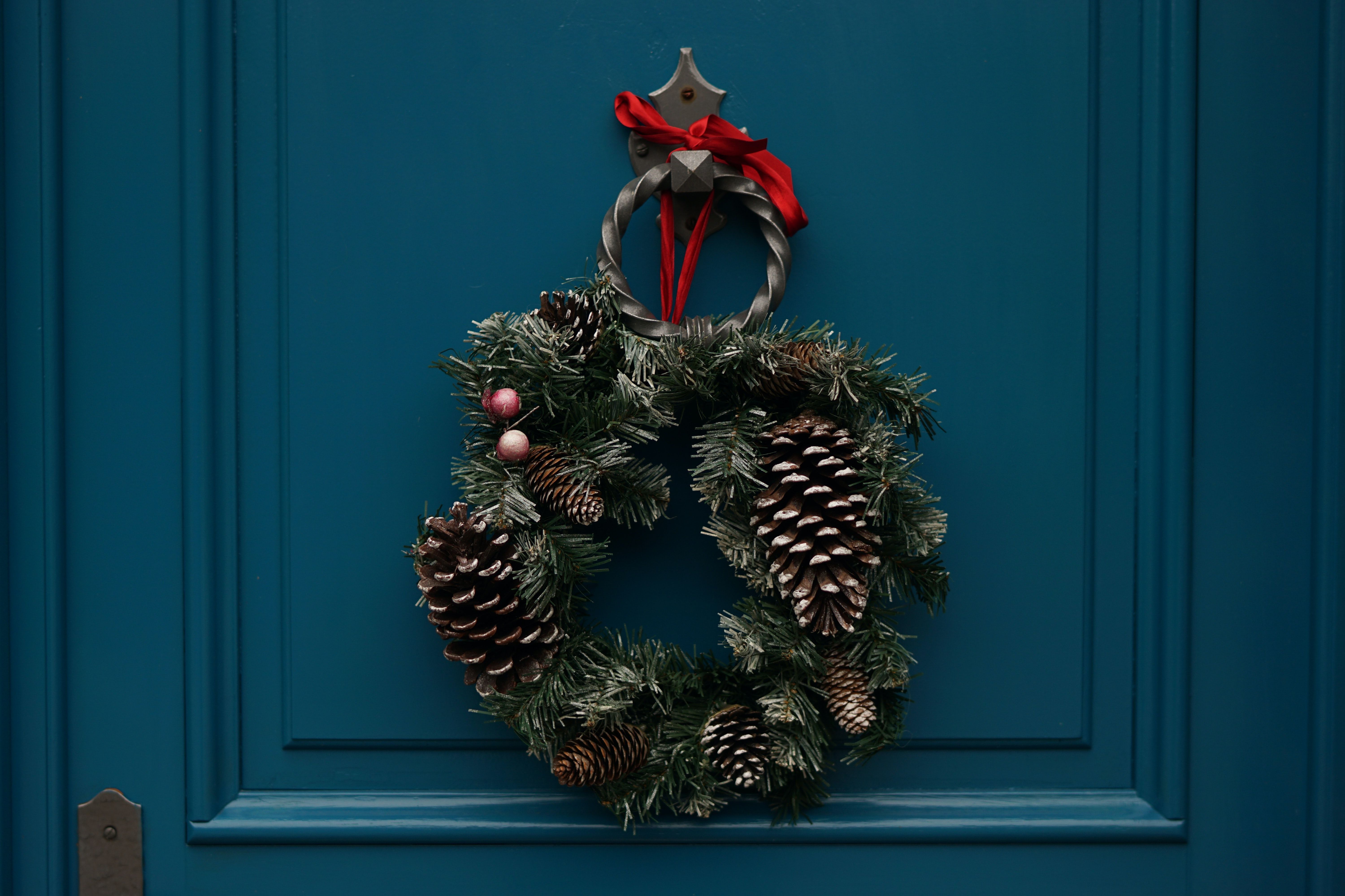 Ghirlanda di Natale artificiale per la porta d'ingresso appendere ornamento  parete decorazione natalizia