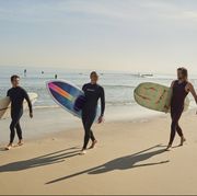 Surfing Equipment, People on beach, Surfboard, Surfing, Beach, Wave, Boardsport, Skimboarding, Wetsuit, Surface water sports, 