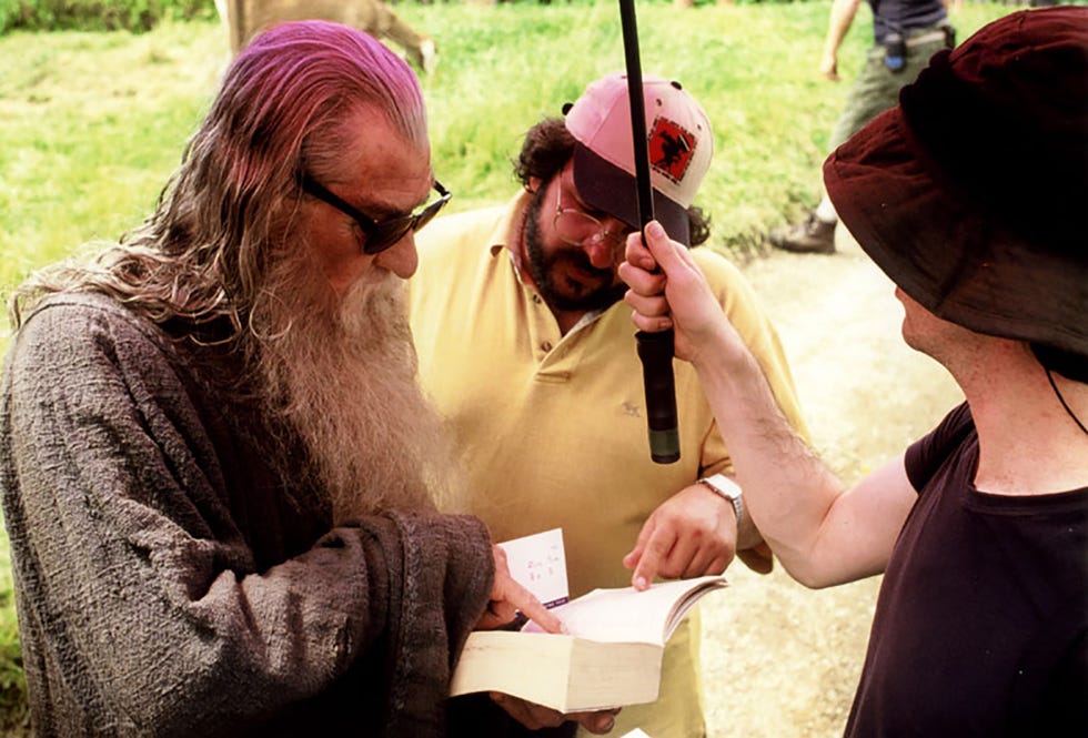 ian mckellen en el rodaje de 'el señor de los anillos'