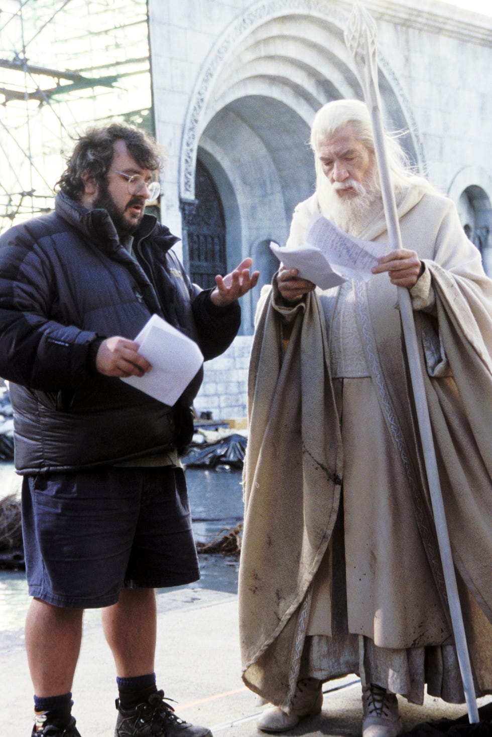 ian mckellen en el rodaje de 'el señor de los anillos'