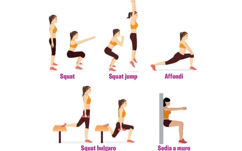 exercise guide featuring various squat techniques